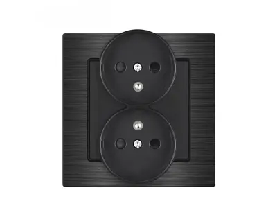 UNIC Elektrick� dvojz�suvka 2x230V �ern� v r�me�ku 82mm, slitina hlin�ku �ern�