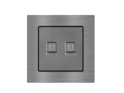 UNIC Z�suvka 2xRJ45 cat5 v r�me�ku 82mm, �ed� slitina hlin�ku