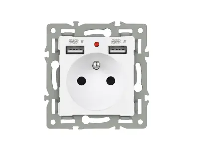 UNIC modul z�suvka MDZ230USB25V plast b�l� do r�me�ku 82mm