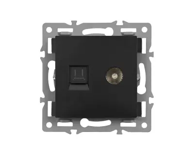 UNIC Modul MDNRJ45+TV Z�suvka RJ45+TV plast �ern� do r�me�ku