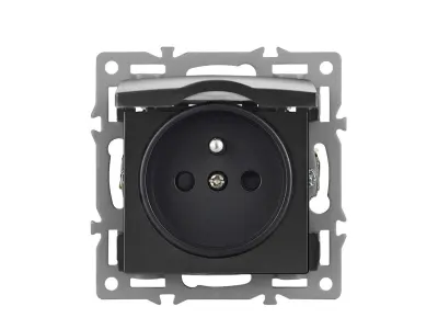 modul z�suvka MDZ230VIP44 16A s krytem �ern� pro r�me�ek 82mm