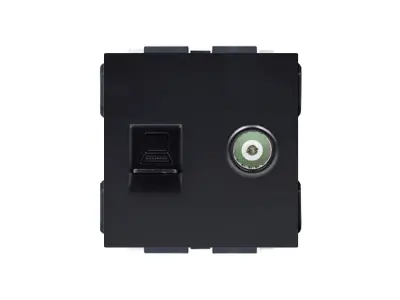 Modul MDNRJ45+TV Z�suvka RJ45+TV plast �ern� do r�me�ku