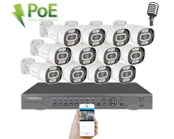 PoE IP 12 kamerov� set XM-1203B 4MPx, mikrofon, CZ menu - 24790 K�
