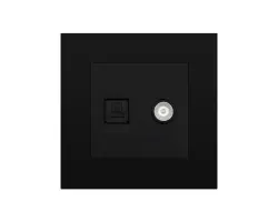 SRAN Z�suvka RJ45+TV v r�me�ku, plast �ern� - 88 K�