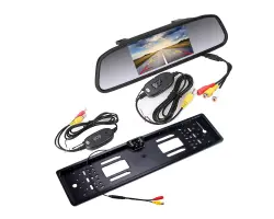 Parkovac� set LCD 4,3" ve zp�tn�m zrc�tku + kamera v podlo�ce pro SPZ s LED p��svitem - 1248 K�