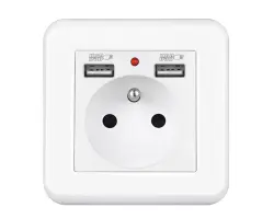 UNIC Elektrick� z�suvka 230V+2*USB 5V/2.1A plast b�l� - 213 K�