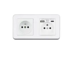 UNIC Elektrick� z�suvka 2x230V+USB+USB C 5V/2,1A (rychl� nab�jen�) plast b�l� v r�me�ku 153mm - 377 K�