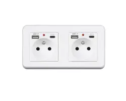 UNIC Elektrick� z�suvka 2x (230V+USB+USB C 5V/2,1A) plast b�l� v r�me�ku 153mm - 516 K�