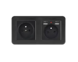 UNIC Elektrick� z�suvka 2x230V+2xUSB 5V/2.1A plast �ern� v r�me�ku 153mm - 307 K�