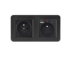 UNIC Elektrick� z�suvka 2x230V+USB+USB C 5V/2,1A plast �ern� v r�me�ku 153mm - 346 K�