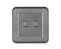 UNIC Z�suvka 2xRJ45 cat5 v r�me�ku, plast �ed� - 94 K�