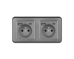 UNIC Elektrick� z�suvka 2x (230V+USB+USB C 5V/2,1A) rychl� nab�jen�, plast �ed� v r�me�ku 153mm - 578 K�