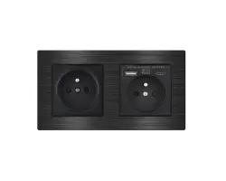 UNIC Elektrick� z�suvka 2x230V+USB+USB C 5V/2,1A Rychl� nab�jen�,v r�me�ku 153mm slitina hlin�ku �ern� - 445 K�
