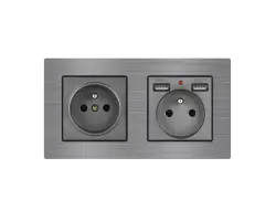 UNIC Elektrick� z�suvka 2x230V+2xUSB 5V/2.1A v r�me�ku 153mm, slitina hlin�ku �ed� - 360 K�
