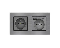 UNIC Elektrick� z�suvka 2x230V+USB+USB C 5V/2,1A (rychl� nab�jen�) v r�me�ku 153mm, slitina hlin�ku �ed� - 445 K�