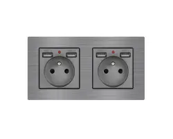 UNIC Elektrick� z�suvka 2x (230V+2xUSB 5V/2,1A) v r�me�ku 153mm, slitina hlin�ku �ed� - 476 K�