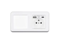 UNIC Elektrick� z�suvka (230V+USB+USBc 5V Rychl� nab�jen�) + vyp�na� jednop�lov� �.1 v r�me�ku 153mm, plast b�l� - 378 K�