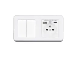 UNIC Elektrick� z�suvka (230V+USB+USBc 5V Rychl� nab�jen�) + dvojvyp�na� lustrov� s�riov� �.5 v r�me�ku 153mm, plast b�l� - 379 K�