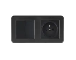 UNIC Elektrick� z�suvka 230V + dvojvyp�na� lustrov� s�riov� �.5 v r�me�ku 153mm, plast �ern� - 178 K�