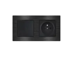 UNIC Elektrick� z�suvka 230V + dvojvyp�na� lustrov� s�riov� �.5 v r�me�ku 153mm, slitina hlin�ku �ern� - 246 K�