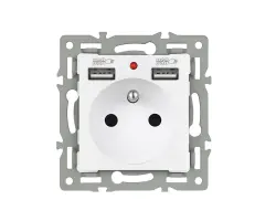 UNIC modul z�suvka MDZ230USB25V 230V+2xUSB 5V/2,1A  b�l� do r�me�ku 82mm - 188 K�