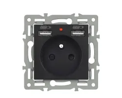 UNIC modul MDZ230VUSB25V Z�suvka 230V+2xUSB 5V/2,1A �ern� do r�me�ku 82mm - 189 K�