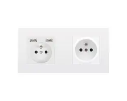 SRAN Elektrick� z�suvka 2x230V+2xUSB 5V/2.1A plast b�l� v�etn� r�me�ku - 278 K�