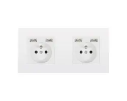 SRAN Elektrick� z�suvka 2x230V+4*USB 5V/2.1A plast b�l� v�etn� r�me�ku - 346 K�