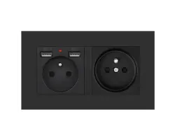 SRAN Elektrick� z�suvka 2x230V+2xUSB 5V/2.1A v r�me�ku 147mm plast �ern� - 250 K�