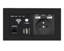 SRAN z�suvka WiFi socket + z�suvka 230V+2xUSB  5V/2,1A v r�me�ku, plast �ern� - 650 K�