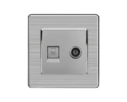 SRAN Z�suvka RJ45+TV v r�me�ku nerez ocel - 80 K�