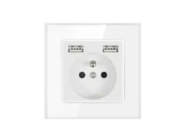 SRAN Elektrick� z�suvka 230V+2*USB 5V/2.1A sklo b�l� - 198 K�