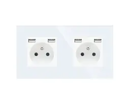 SRAN Elektrick� z�suvka 2x230V+USB 5V/2,1A v�etn� r�me�ku b�l� sklo - 376 K�