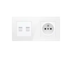 SRAN Elektrick� z�suvka 230V+2xRJ45 z�suvka 2xRJ45 v �irok�m r�me�ku 172mm, sklo b�l� - 136 K�