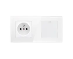 SRAN Elektrick� z�suvka 230V 5V/2,1A + vyp�na� schodi��ov�/k��ov� v r�me�ku 172mm, sklo b�l� �irok� - 126 K�