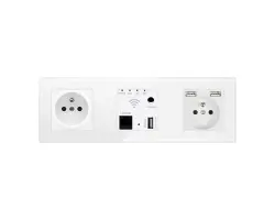 SRAN Elektrick� sklen�n� trojz�suvka 230V, 2*USB 5V/2,1A , WiFi socket v r�me�ku 258mm, sklo b�l� - 564 K�