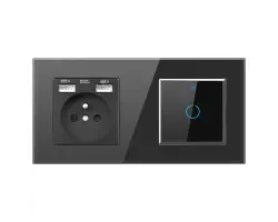 SRAN Elektrick� z�suvka 230V+2*USB+Ai wifi vyp�na� �ern� sklo - 548 K�