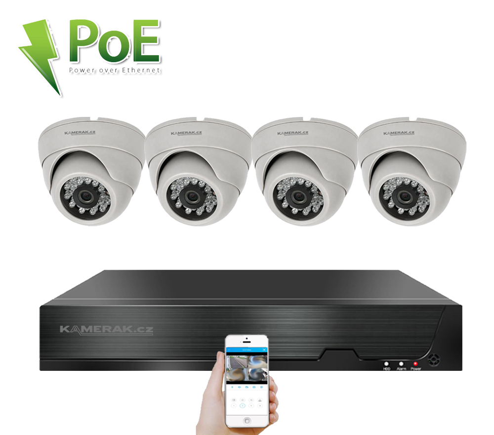 4K PoE IP 4 kamerov� set XM-402D 8MPx, CZ menu - 10290 K�
