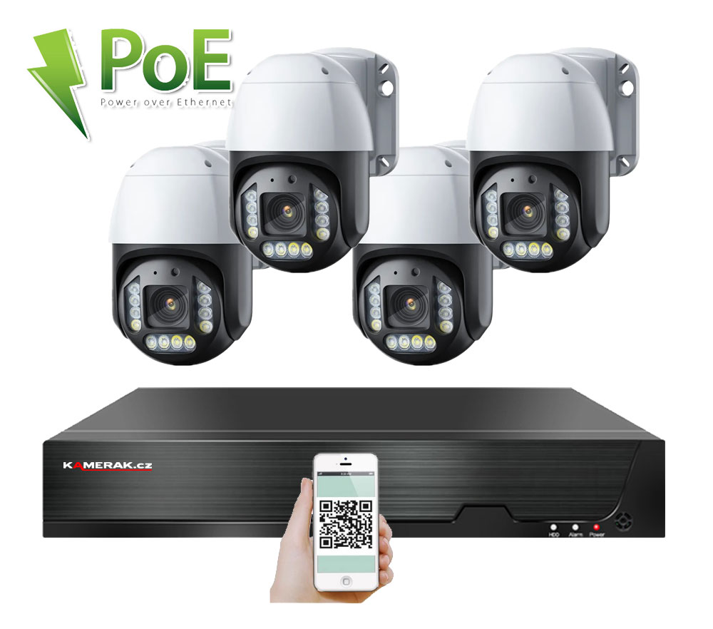 PoE IP 4 kamerov set XM-PTZ-420D, 8Mpx, CZ menu