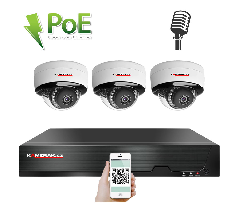 3 kamerov systm PoE IP XM-305D 8MPx 4K