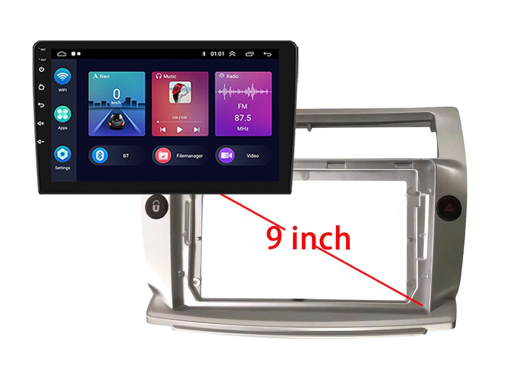 2DIN Autordio 9" LCD A3018 Android 11 s rmekem A7186 pro Citroen C4 2004-2009/ Sega 2008-2011 manualn klimatizace
